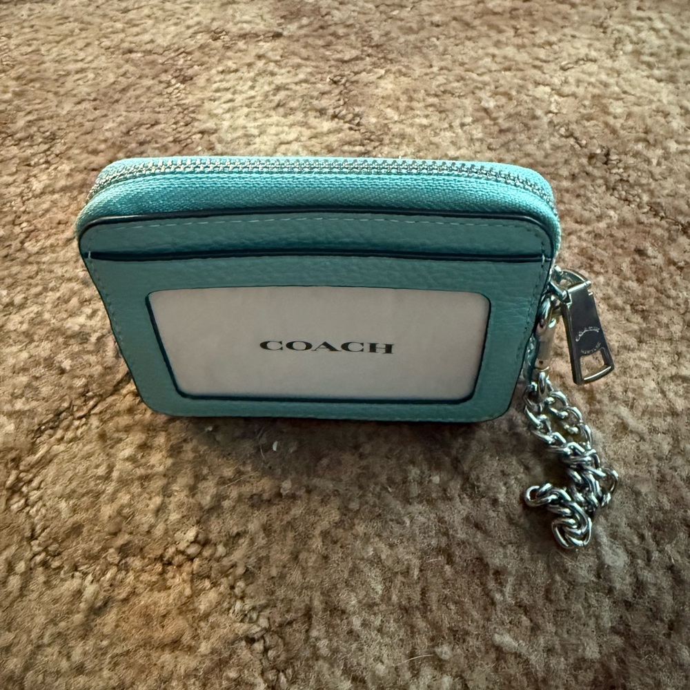 Coach Light Blue Leather Wallet with Chain